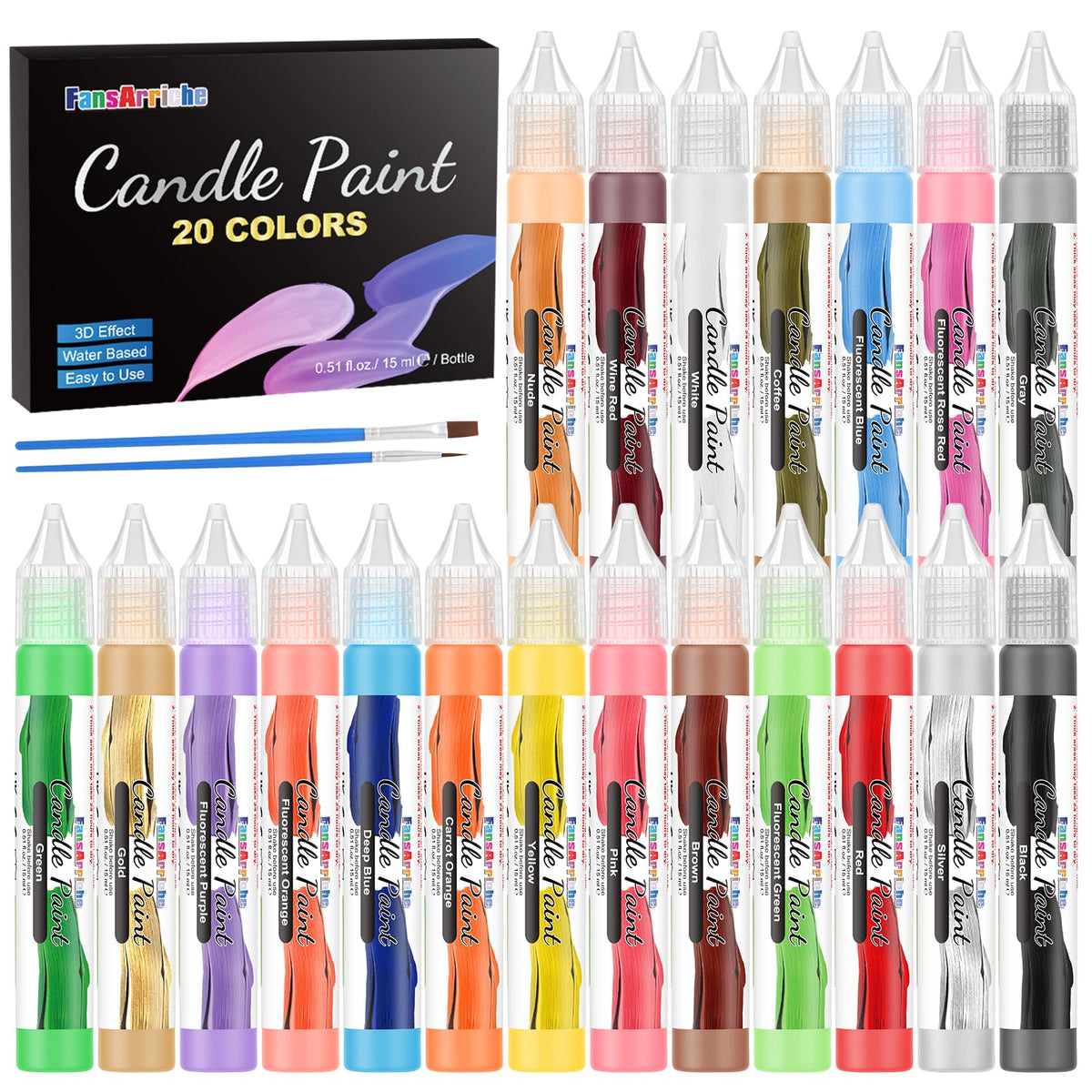 FansArriche Candle Paint, 20 Colors Candle Wax Pen Set for Candle Making 🍁 All In One Marketplace Canada