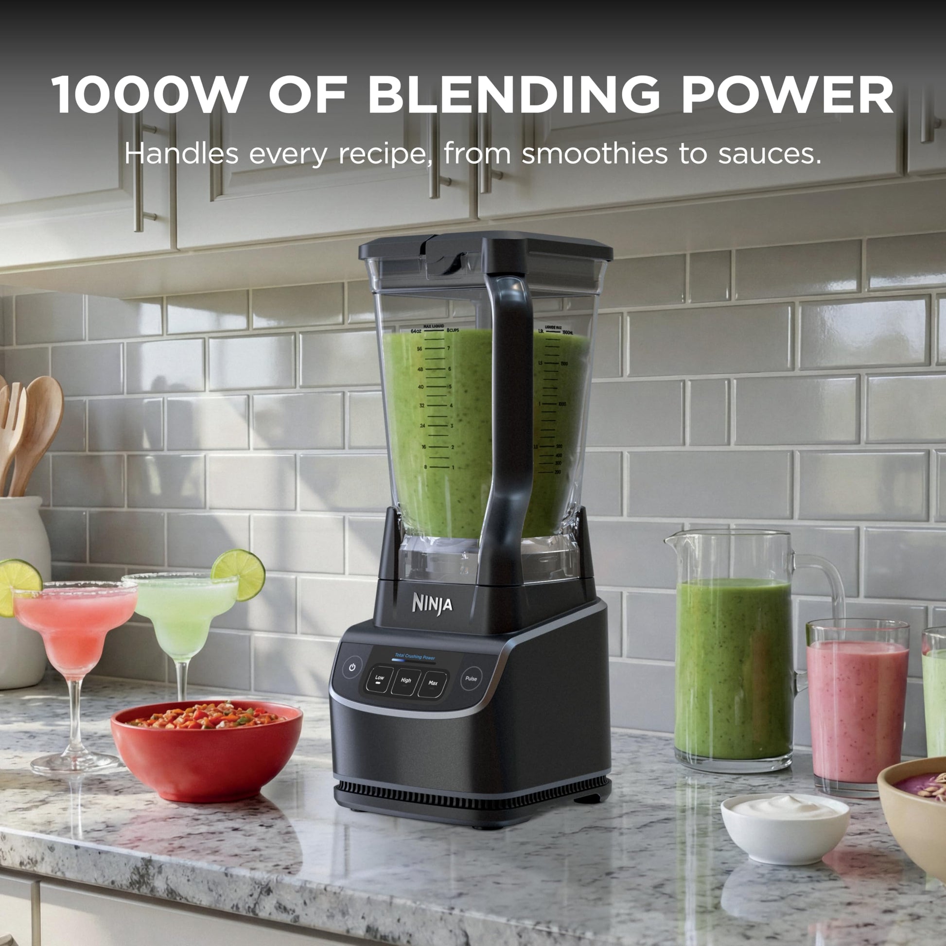 Ninja UltraCrush Professional Blender, 1000W, XL 72-oz.* Pitcher, Total Crushing® Technology, 3 Manual Speeds for Ice Crushing, Smoothies, Sauces & More, Full-Size Blender, Black, BP201C - Available at All In One Marketplace Canada