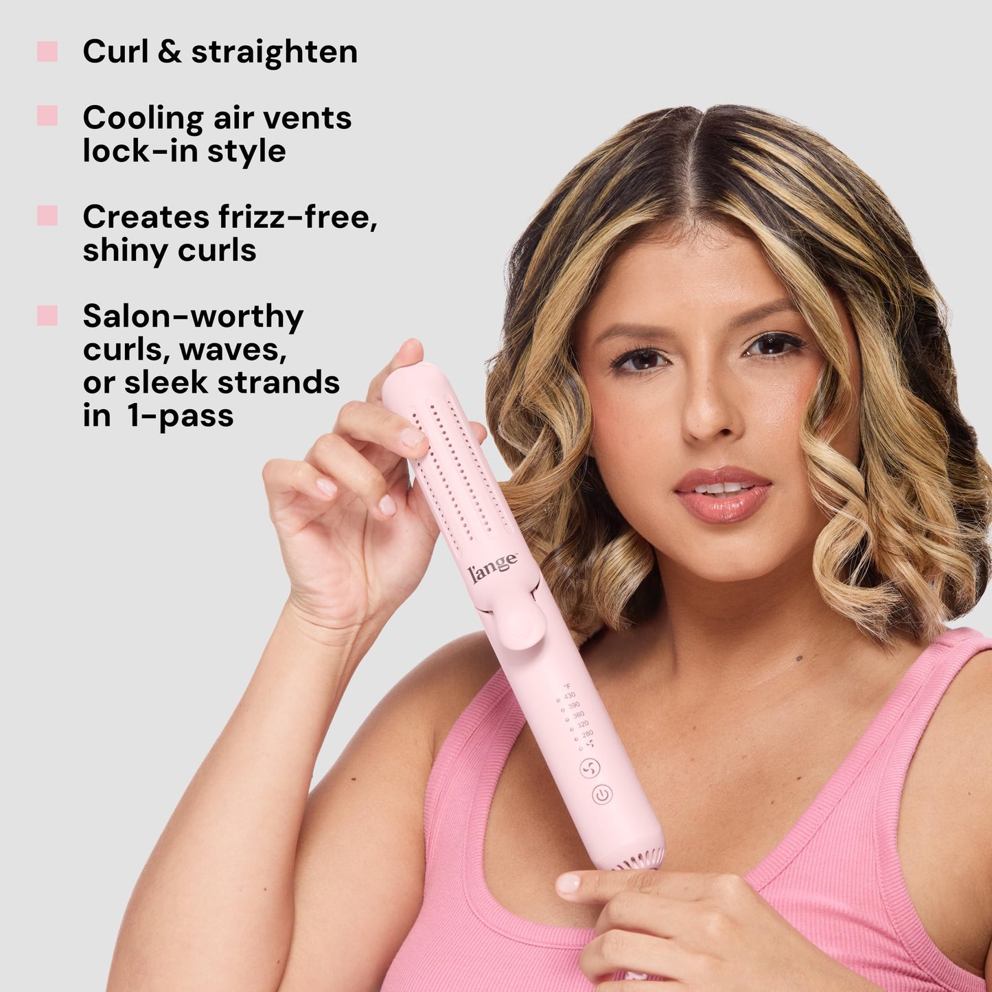 L'ANGE HAIR Le Duo Grande 360° Airflow Styler | 2-in-1 Curling Wand & Titanium Flat Iron Hair Straightener | Professional Hair Curler with Cooling Air Vents to Lock in Style | Adjustable Temp - Available at All In One Marketplace Canada