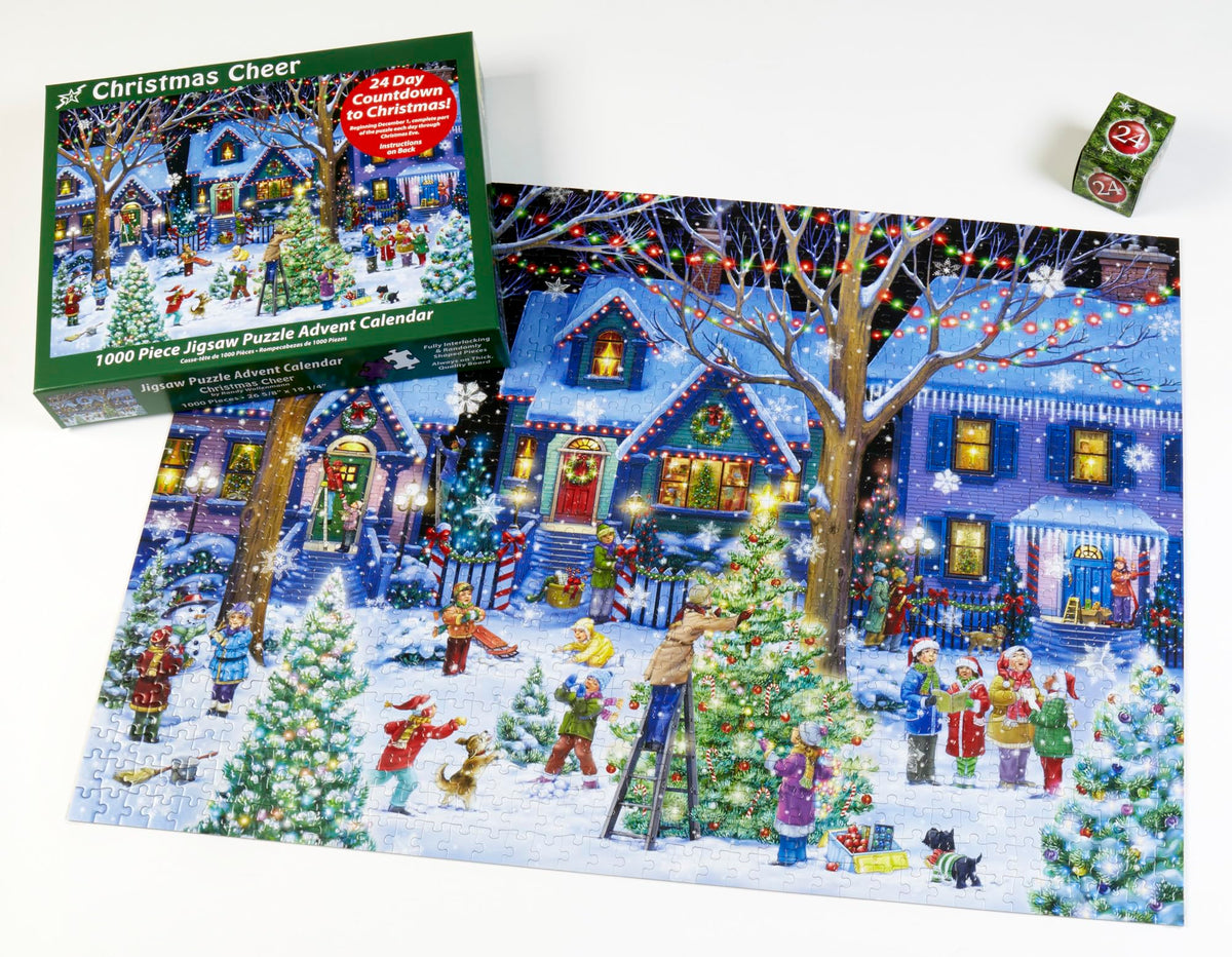 Christmas Cheer Jigsaw Puzzle Advent Calendar 1000 Pieces by Vermont Christmas Company - 24 Puzzle Sections to Complete - Count Down to Christmas Each Day in December 🍁 All In One Marketplace Canada