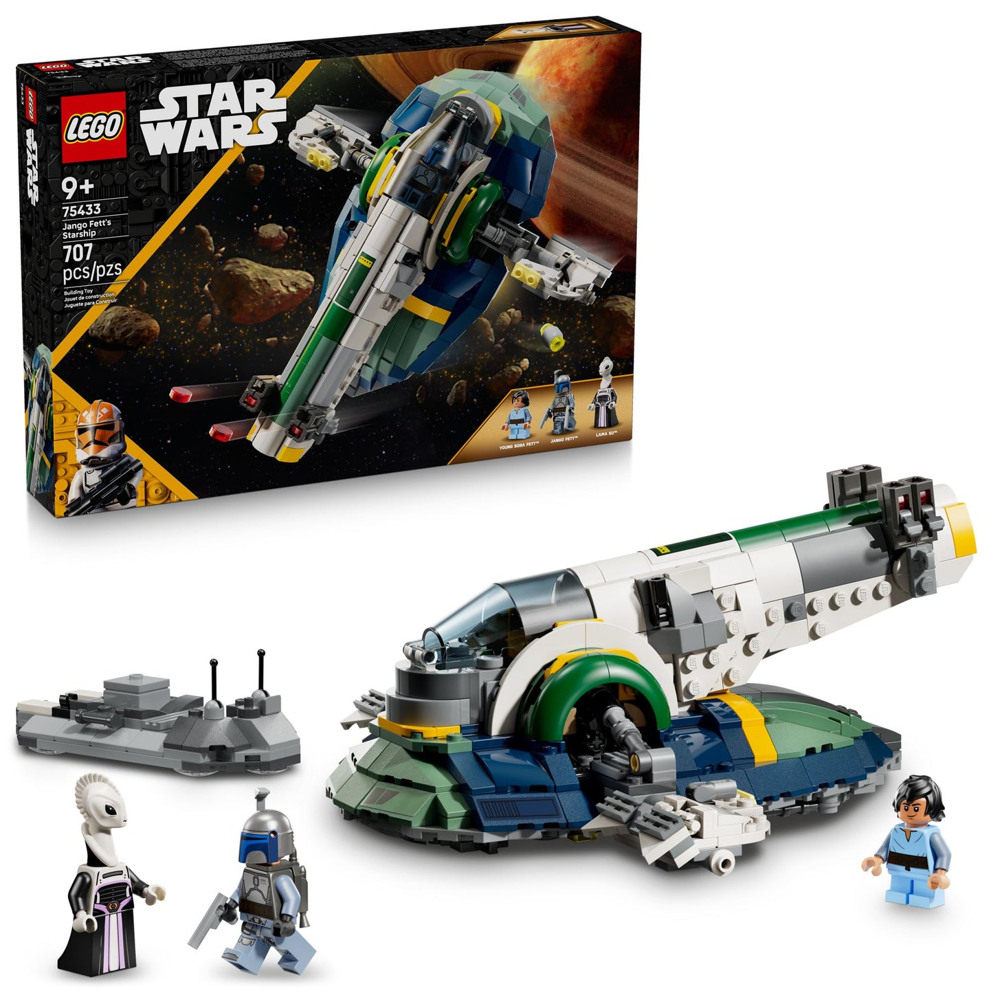 LEGO Star Wars: Attack of The Clones Jango Fett's Starship Building Toy - Pretend Play Set for Boys & Girls, Ages 9+ - Collectible Model Kit & Kids Room Decor - Gift for Birthdays - 75433 LEGO