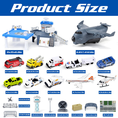 Airplane Toy Set with Trucks, Helicopter, Planes and Playmat, Airport Aviation Toys for Boys Girls, Great Gift for Birthday Christmas 🍁 All In One Marketplace Canada