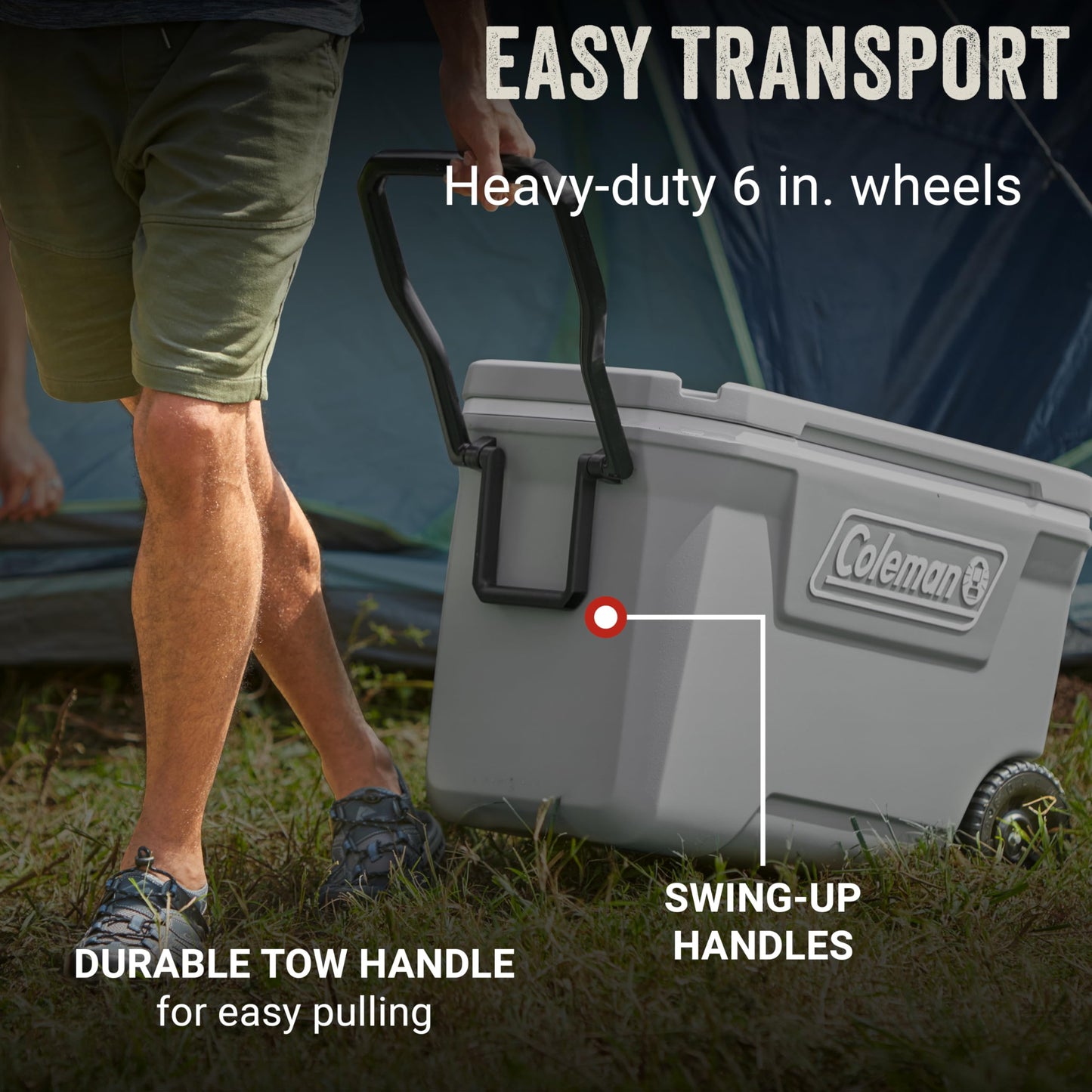 Coleman Classic Series 62-Qt Insulated Portable Cooler w/Heavy Duty Wheels, 58L Leak-Proof Wheeled Cooler w/ 101 Can Capacity, Keeps Ice for up to 5 Days, Great for Beach, Camping, Sports - Available at All In One Marketplace Canada