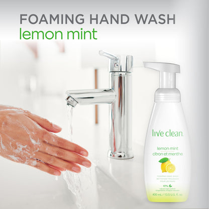 Live Clean Foaming Hand Wash, Lemon Mint, 400 mL, 4 Count