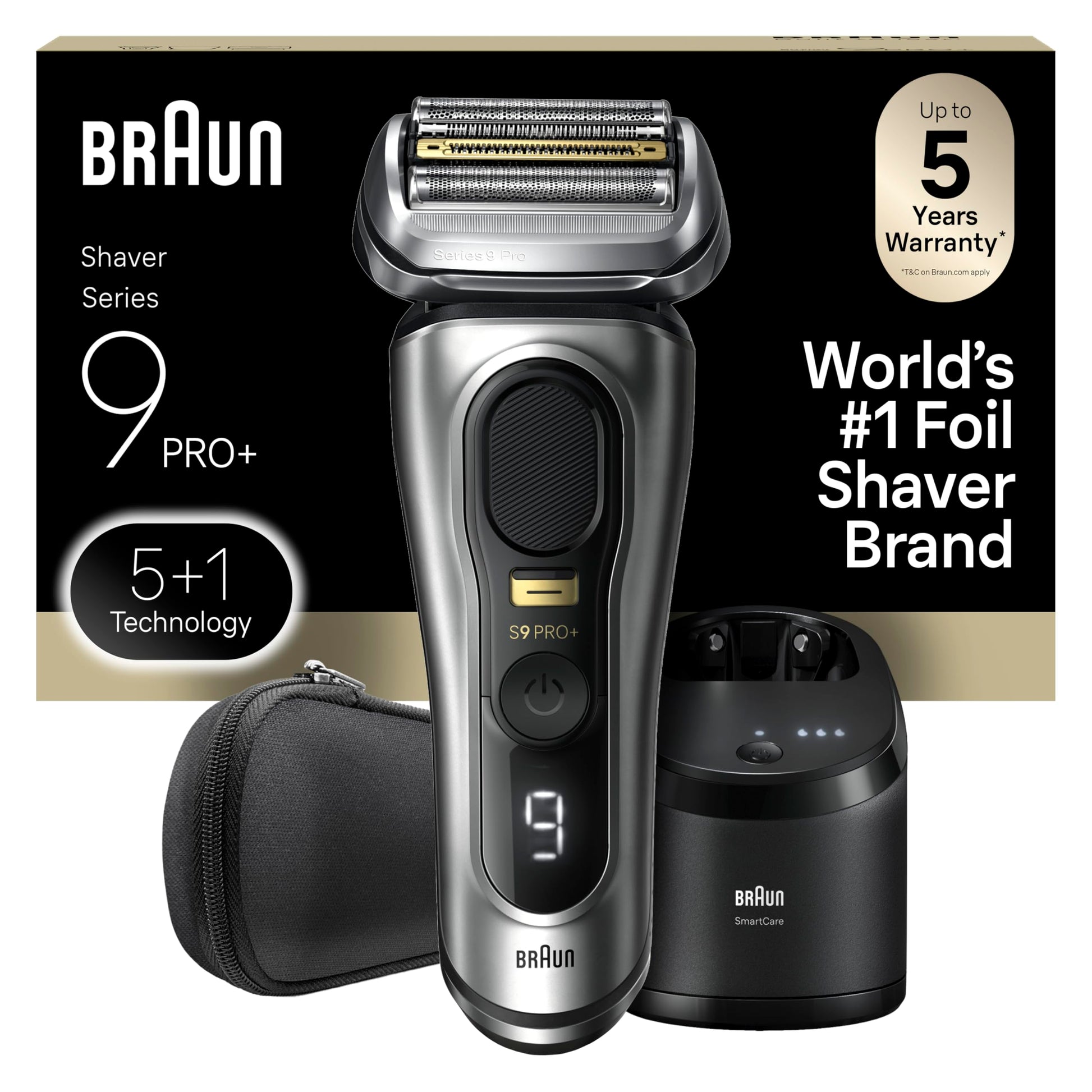Braun Shavers for Men, Trimmer, Electric Foil Razor, Series 9 Pro+ Shaver, Precision Long Hair Trimmer, Wet & Dry with SmartCare Center, 9567cc, Silver - Available at All In One Marketplace Canada