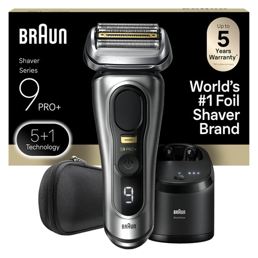 Braun Shavers for Men, Trimmer, Electric Foil Razor, Series 9 Pro+ Shaver, Precision Long Hair Trimmer, Wet & Dry with SmartCare Center, 9567cc, Silver - Available at All In One Marketplace Canada