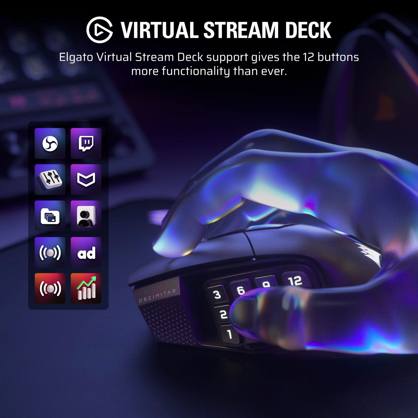 CORSAIR Scimitar Elite Wireless SE MMO PC Gaming Mouse – 33,000 DPI, 16 Programmable Buttons, Key Slider, Elgato Virtual Stream Deck, 1,000Hz Polling, Up to 150-Hour Battery – Gunmetal 🍁 All In One Marketplace Canada