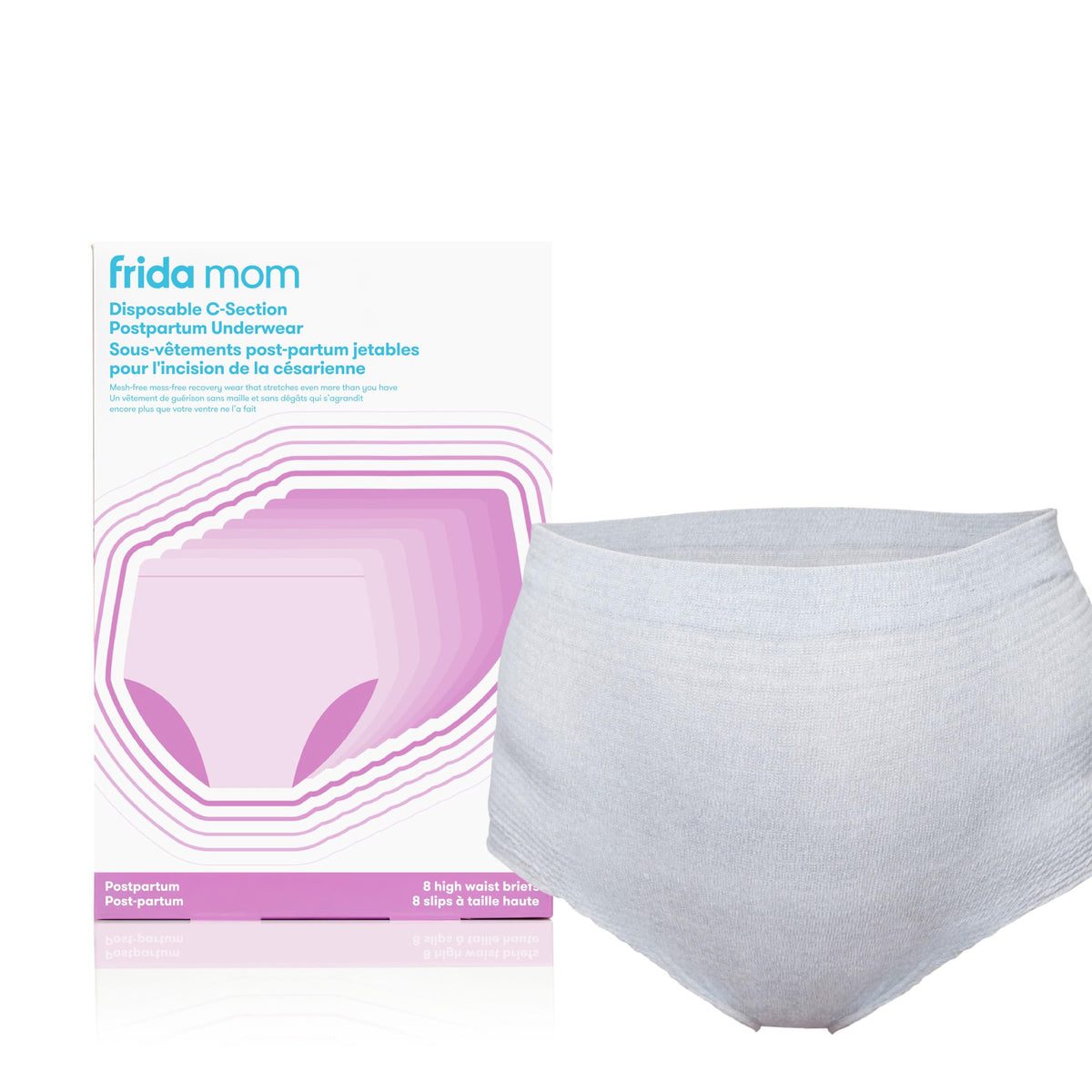 Frida Mom High-Waist Seamless Postpartum Underwear, Regular, 8 Count Gray