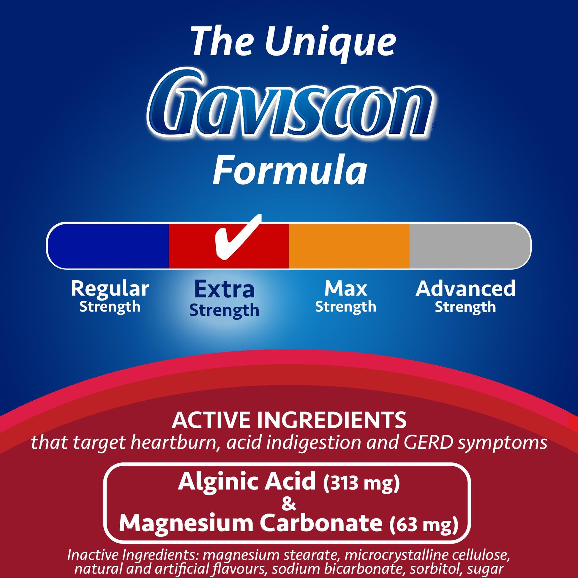 Gaviscon Extra Strength Flavour Burst Tablets - 120 Count - Chewable Foaming Antacid Tablets for Day and Night Heartburn Relief, Acid Reflux and GERD Relief, Fruit Blast - Free of Aluminum, Lactose and Gluten Gaviscon