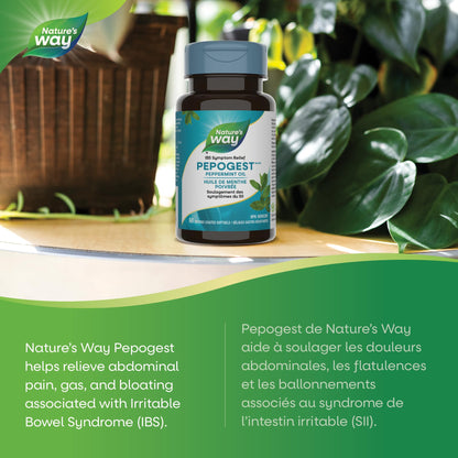 Nature’s Way Pepogest Peppermint Oil Softgels – Help Relieve Abdominal Pain, Gas & Bloating Associated with Irritable Bowel Syndrome – Enteric-Coated – 60 Capsules - Available at All In One Marketplace Canada