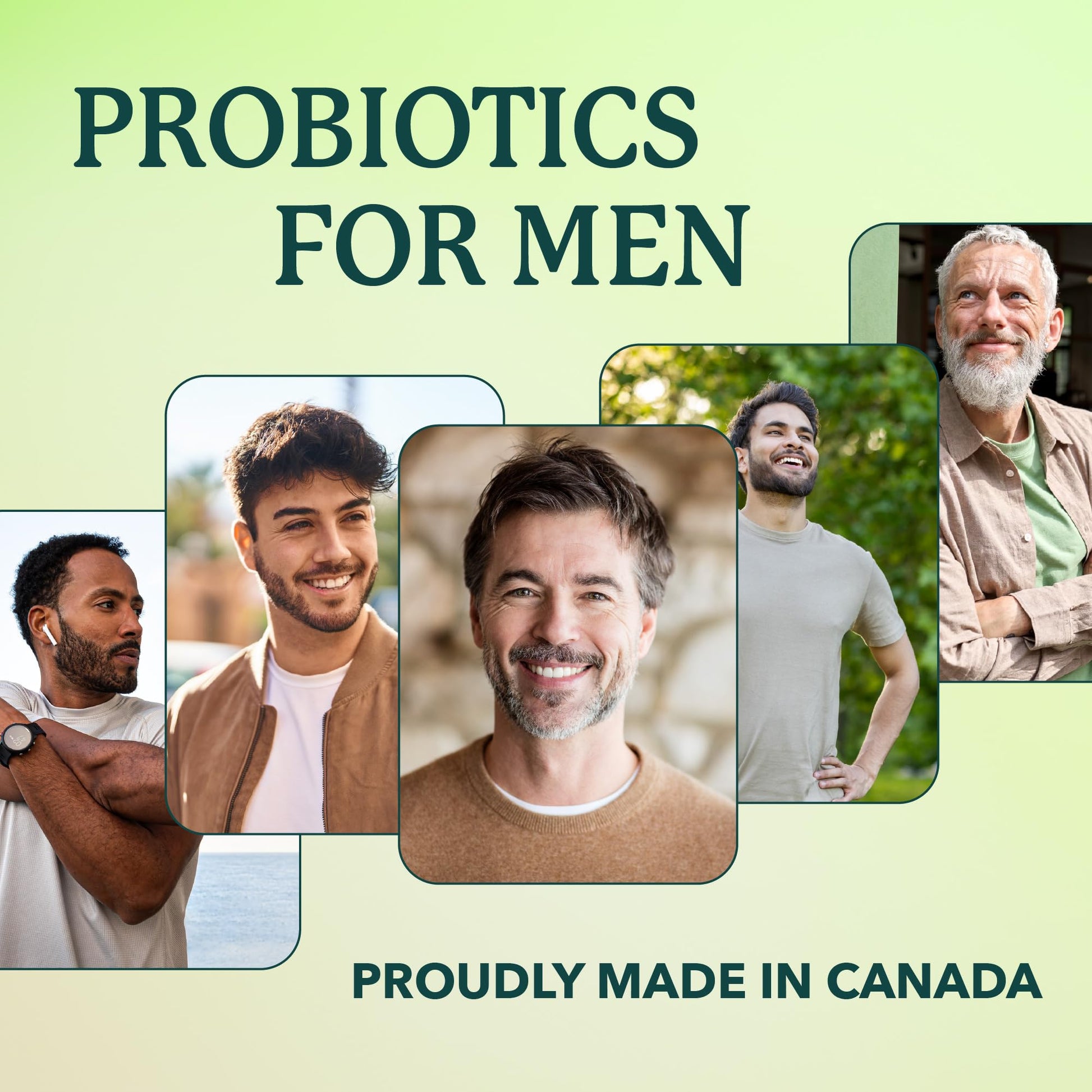 Probiotics for Men | Gut Health & Prostate Support | 50 Billion CFU with 15 Probiotic Strains | With Lycopene for Prostate Support | Men’s Gut Health Supplements | Non-GMO | Made in Canada | 60 Ct