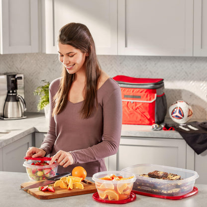Rubbermaid TakeAlongs Food Storage Containers, 52 Piece Plastic Container Set, Dishwasher and Microwave Safe Meal Prep, Snack, and Lunch Container, BPA Free, Ruby Red - Available at All In One Marketplace Canada