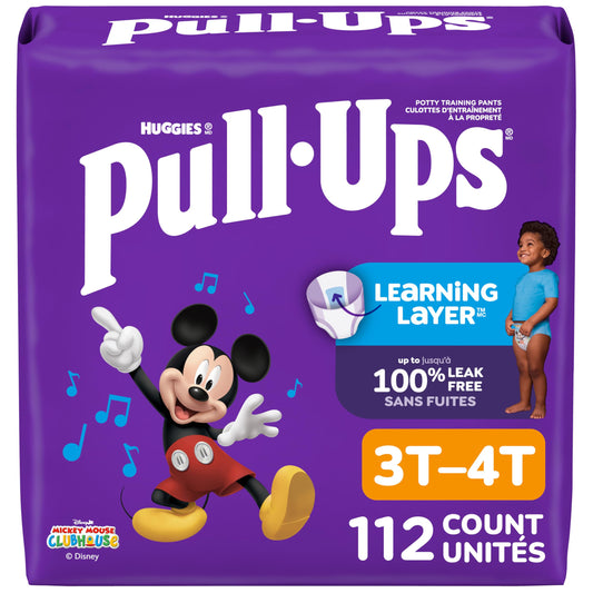 Pull-Ups Boys' Potty Training Pants, Size 3T-4T Training Underwear (32-40 lbs), 112 Count