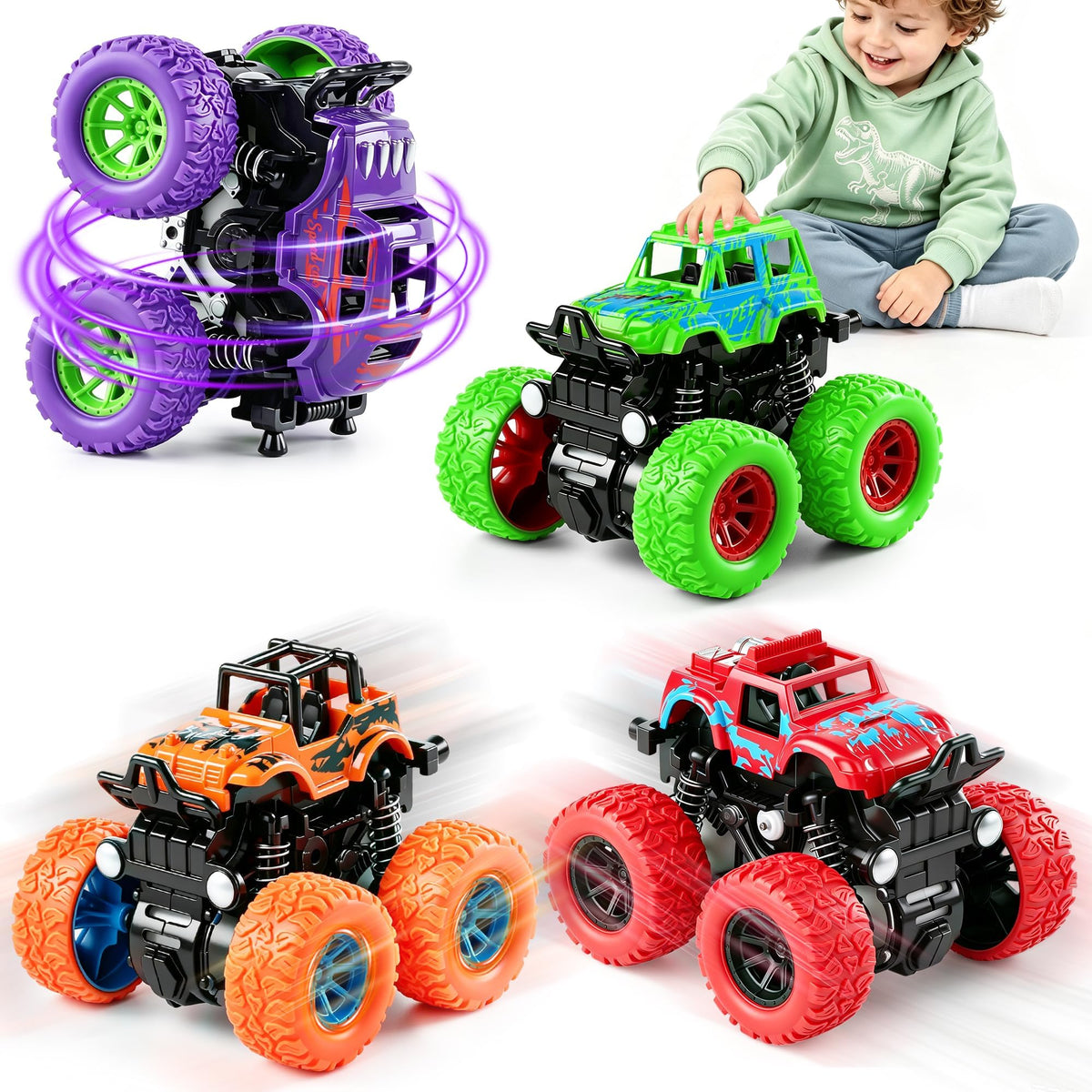 Monster Truck Toys for Boys Age 4-7, Car Toys for Toddlers 1-3 (4 Pack) 🍁 All In One Marketplace Canada