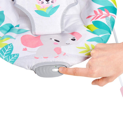 Bright Starts Flamingo Vibes 3-Point Harness Harness Vibrating Baby Bouncer with -Toy bar 🍁 All In One Marketplace Canada