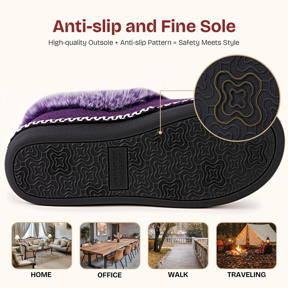 EverFoams Women's Bootie Slippers Memory Foam Purple, Size 9 US 🍁 All In One Marketplace Canada