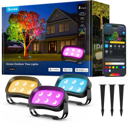 Govee Outdoor Tree Lights 3-Pack, RGBWIC LED Landscape Lighting 🍁 All In One Marketplace Canada