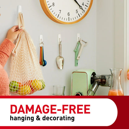Command Large Utility Hooks, Damage Free Hanging Wall Hooks with Adhesive Strips, No Tools Wall Hooks for Hanging Back to School Dorm Organizers, 7 White Hooks and 12 Command Strips