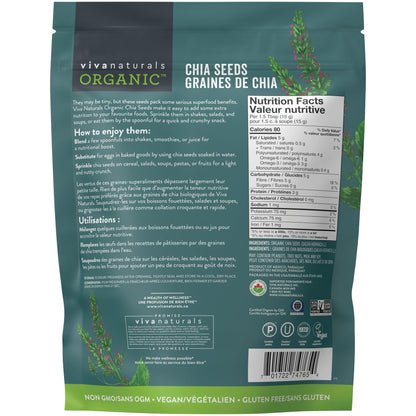 Viva Naturals Organic Chia Seeds, 2 lb – Plant-Based Omega-3s & 6s and Vegan Protein, Non-GMO, Black Chia Seeds Organic, Graine de Chia – Perfect for Smoothies, Salads, and Chia Seed Pudding
