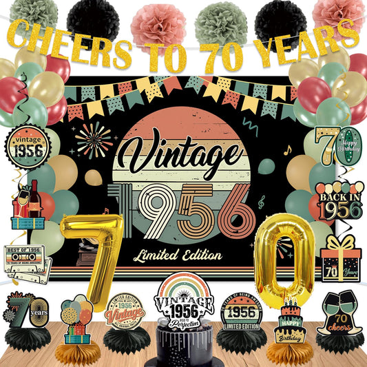 Vintage 47Pcs 70th Birthday Decorations for Men & Women, Pre-Assembled Set. 🍁 All In One Marketplace Canada