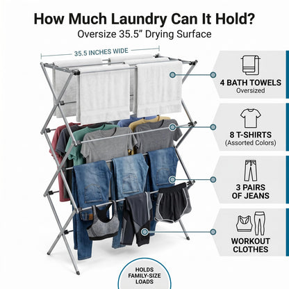 Honey-Can-Do Oversize Collapsible Clothes Drying Rack DRY-09066 Silver, 50 lbs Honey-Can-Do