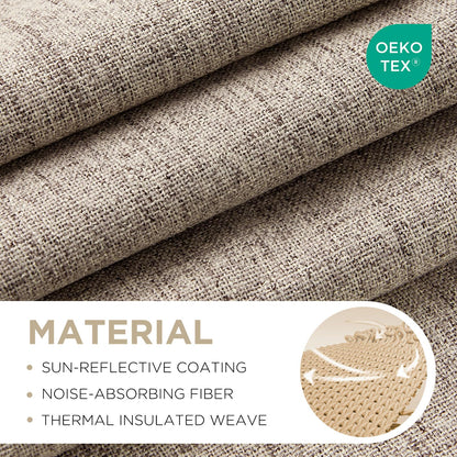 Joydeco Blackout Curtains for Bedroom - 96 Inch Long 100% Light Blocking 2 Panels Set Linen Drapes, Thermal Insulated Room Darkening Curtains, Linen Textured for Living Room, Rod Pocket & Back Tabs
