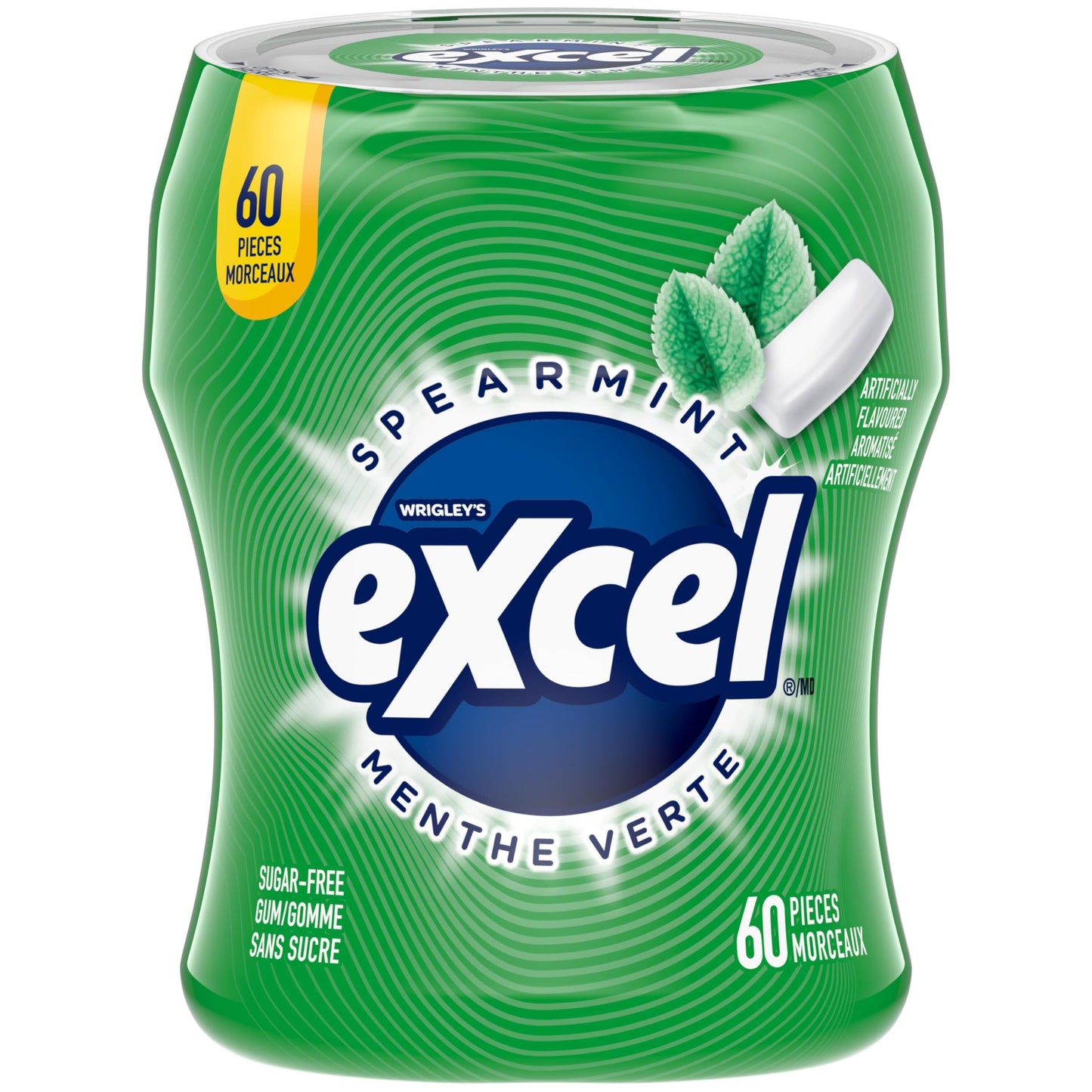 EXCEL, Spearmint Flavoured Sugar Free Chewing Gum, 60 Pieces, 6 Bottles