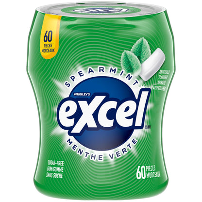EXCEL, Spearmint Flavoured Sugar Free Chewing Gum, 60 Pieces, 6 Bottles