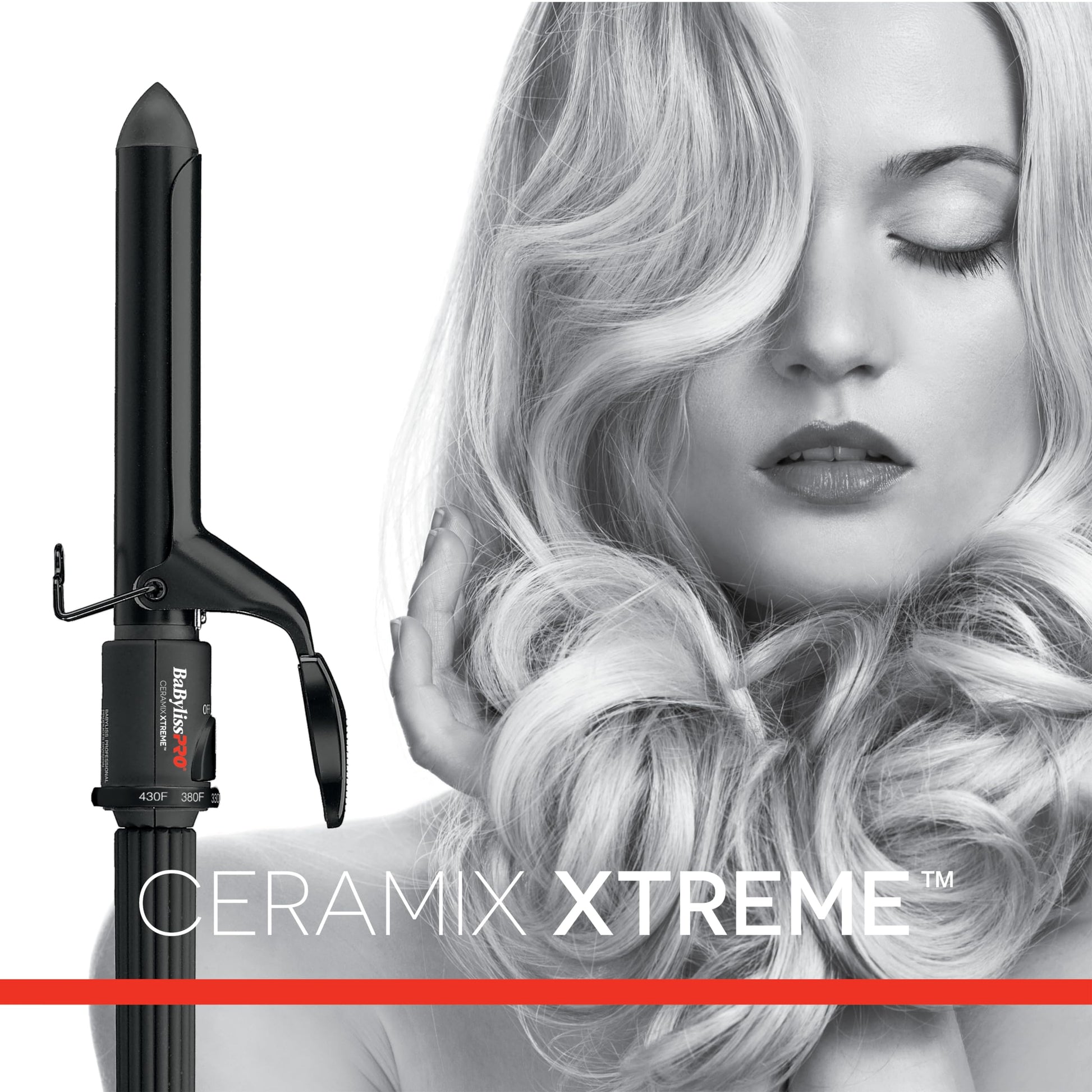 BaBylissPRO Ceramix Xtreme Dual Voltage Ceramic Curling Iron with Far Infrared Heat up to 430°F and Negative Ions, Spring Handle BaBylissPRO
