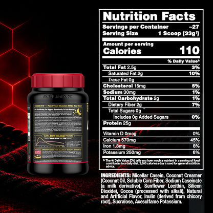 ALLMAX CASEIN-FX Casein Protein Powder, Chocolate, 2 lb, 27 Servings ALLMAX
