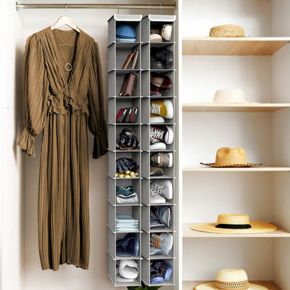 SimpleHouseware 10 Shelves Hanging Shoes Organizer Holder for Closet, Grey - Available at All In One Marketplace Canada