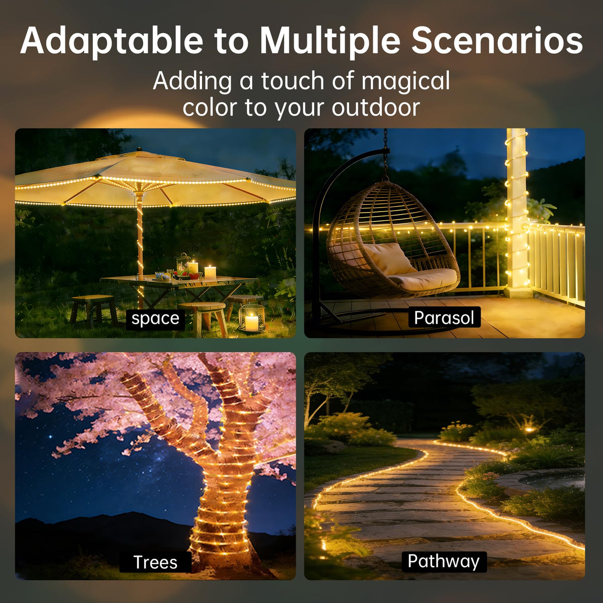 Solar Rope Lights for Outside, 33ft 100 LED Warm White Solar String Lights 🍁 All In One Marketplace Canada