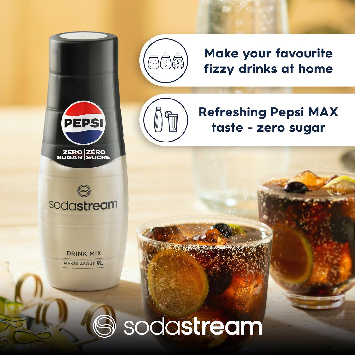 SodaStream Pepsi Zero Sugar Flavor Syrup 440mL – 6-Pack (Yields 54L)