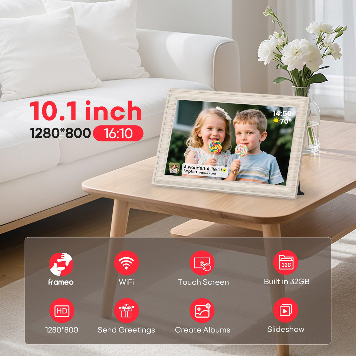 Frameo 10.1" Digital Picture Frame 32GB Storage WiFi Electronic Photo Frame 🍁 All In One Marketplace Canada