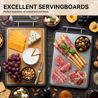 Mothers Day Gifts, Titanium Cutting Board for Kitchen, Double Sided Reversible Chopping Board, Titanium & Bamboo Wood Cutting Board for Meat, Vegetables and Fruit, Easy to Clean (16×11) - Available at All In One Marketplace Canada