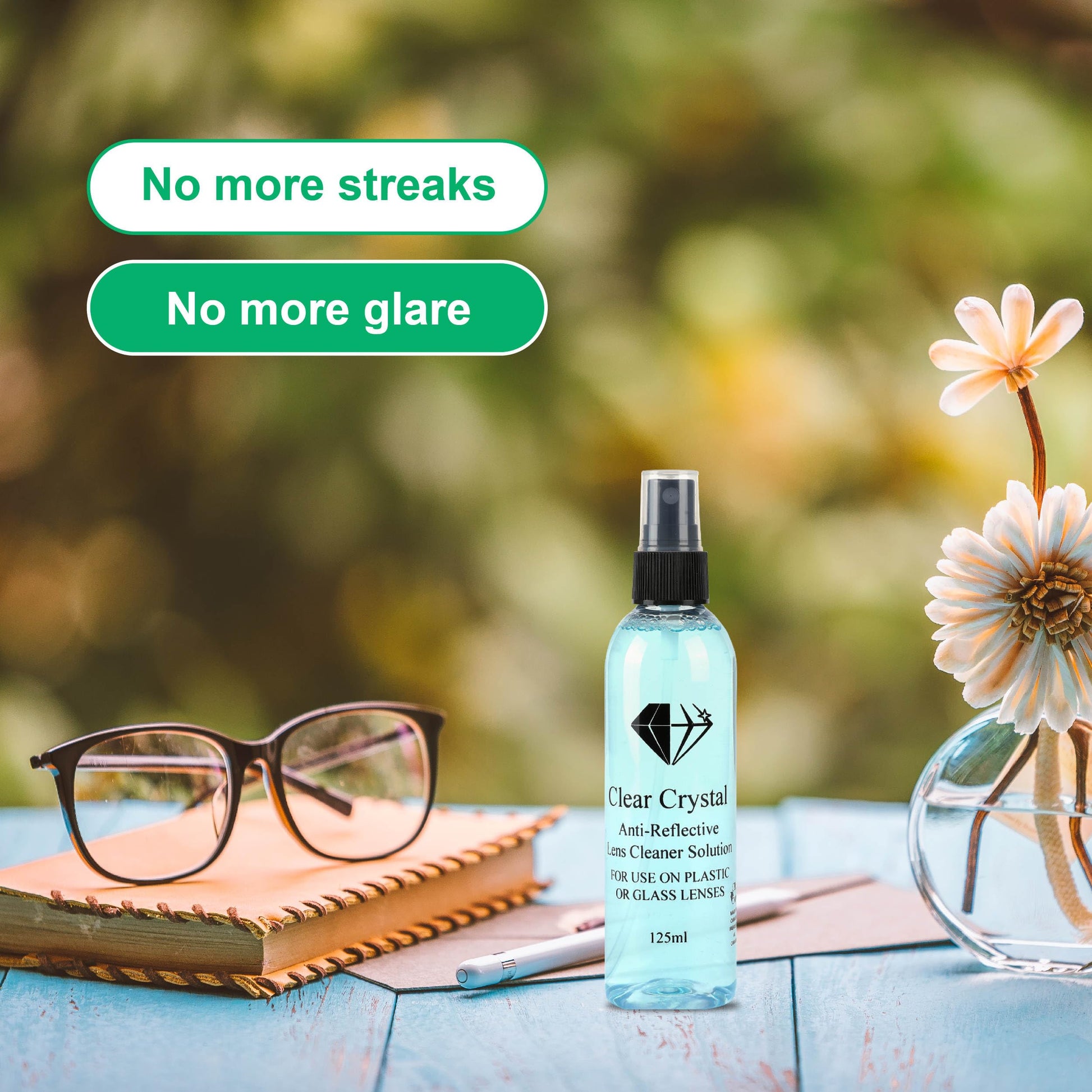 Glasses Cleaner kit - Eyeglass Cleaner including 3 Anti-Reflective Lens Cleaner bottles 125 ml Each, 3 Microfiber Cleaning Cloths, and a Screwdriver Key Chain - by Clear Crystal - Available at All In One Marketplace Canada