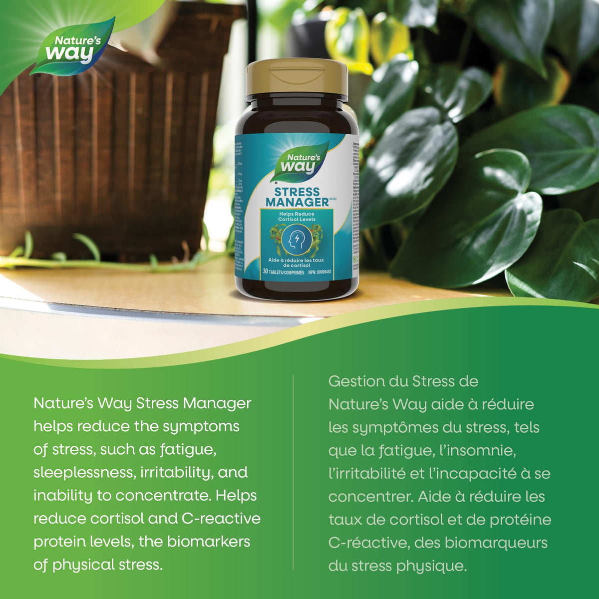 Nature’s Way Stress Manager – Stress Relief Tablets with Ashwagandha, L-Theanine, Magnolia Bark & Phosphatidylserine – Reduces Symptoms of Stress, Fatigue & Sleeplessness – 30 Vegetarian Tablets