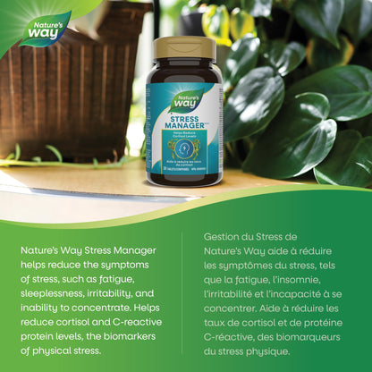 Nature’s Way Stress Manager – Stress Relief Tablets with Ashwagandha, L-Theanine, Magnolia Bark & Phosphatidylserine – Reduces Symptoms of Stress, Fatigue & Sleeplessness – 30 Vegetarian Tablets