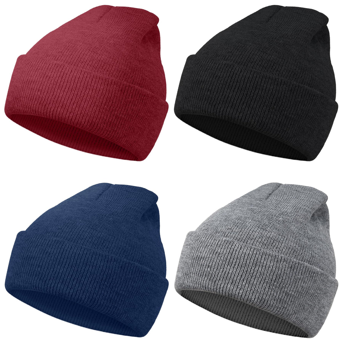 MENOLY Kids Winter hat, 4 Pack Kids Winter Beanies Hat Skull Cap Stretch Knit Beanie Hat Cap for Girls Boys Toddler Toque, 4 Classic Colors 🍁 All In One Marketplace Canada