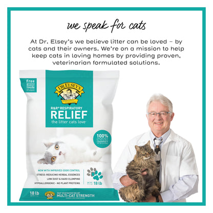 Dr. Elsey's R and R Cat Litter - Low Dust, Low Tracking, Hard Clumping, Superior Scent Control, Unscented and Natural Ingredients - Stress Reducing Kitty Litter, Supports Healthy Breathing Dr. Elsey's