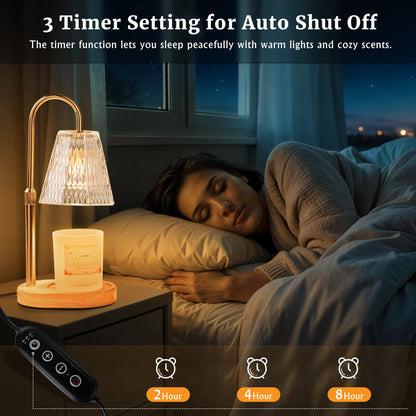 Candle Warmer Lamp with Timer Dimmer Adjustable Height, Wax Warmer Lamp for Jar Candles with 2 Bulbs, for Home Decor, Christmas, Birthday Gifts for Women(Transparent-02) 🍁 All In One Marketplace Canada