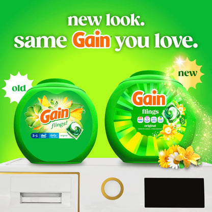 Gain Flings Laundry Detergent Pacs, 76 Count, Original Scent, with Odor Defense, concentrated laundry soap pacs - Available at All In One Marketplace Canada