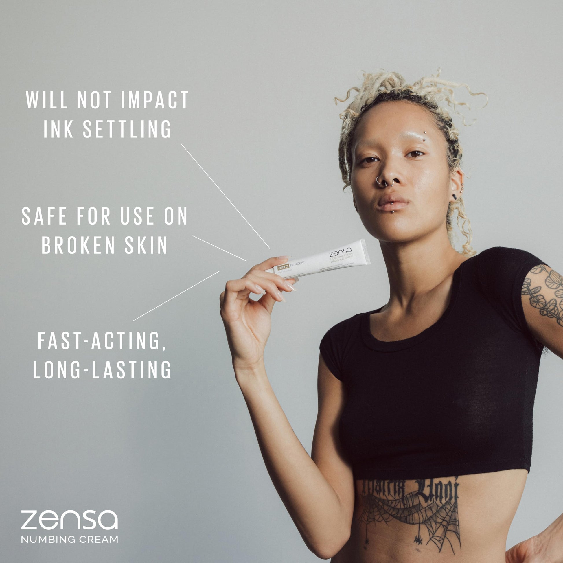 Zensa Tattoo Numbing Cream 5% Lidocaine, Safe on Broken Skin | Fast-Acting Pain Relief for Tattoos, Microneedling, Waxing, Injections | Vegan, Steroid-Free, Professional-Grade | Best Tattoo Numbing Cream 1 Oz (DIN 02449684) - Available at All In One Marketplace Canada