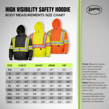 Pioneer Hi Vis Hoodie For Men - Heavyweight Black Fleece - Class 1 🍁 All In One Marketplace Canada