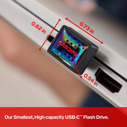 SANDISK 128GB Extreme Fit USB-C Flash Drive - Up to 400MB/s Read speeds, USB 3.2 Gen 1, USB Type-C - Plug-and-Stay Storage - Black - SDCZ530-128G-G46