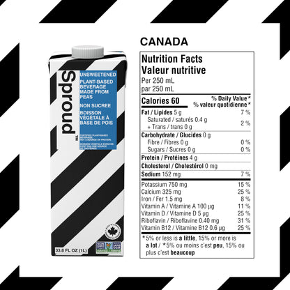 SPROUD Pea Protein Plant-Based Milk - Unsweetened - 1L (Pack of 6) - Dairy-Free, Lactose-Free, Gluten-Free, Non-GMO