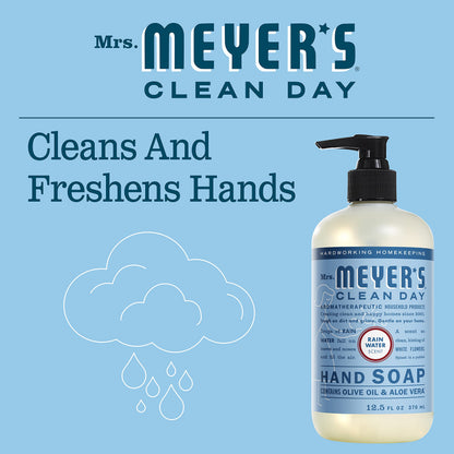 Mrs. Meyer's Clean Day Liquid Hand Soap, Rain Water, Cruelty Free & Biodegradable Hand Wash Formula Made with Essential Oils, 370 ml Bottles, 4 Pack MRS. MEYER'S