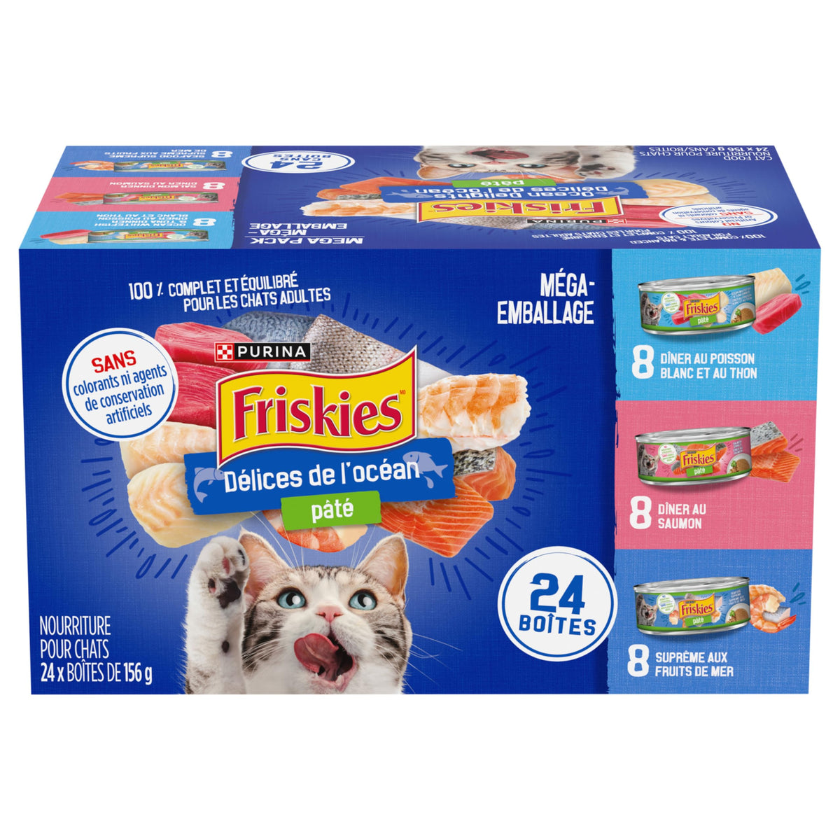 Friskies Ocean Delights Wet Cat Food, Pate Variety Pack 3 Flavours - 156 g Can (24 Pack)