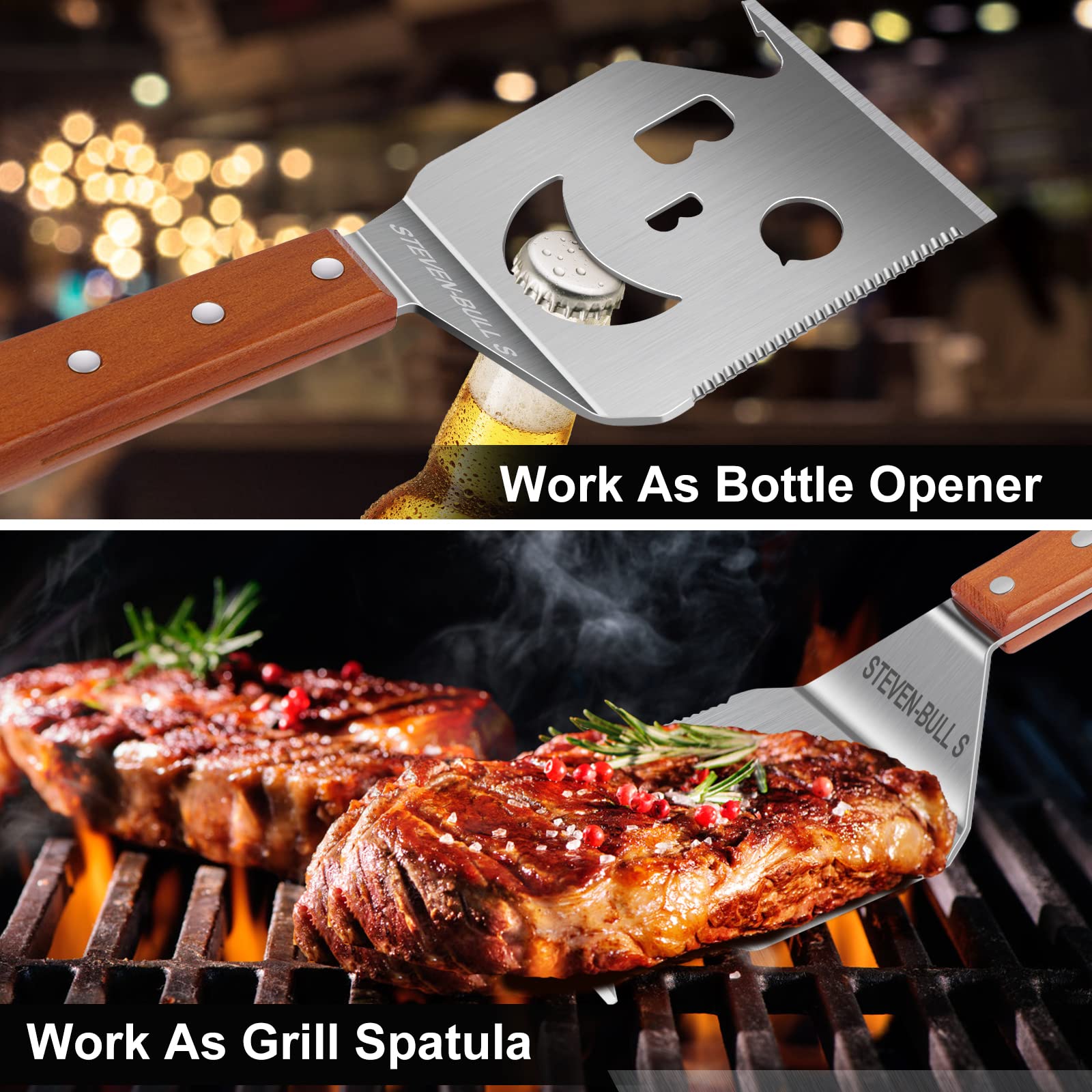 BBQ Accessories for Grill, 7 in 1 Grill Spatula with Fork,17 Inch Barbecue Tools, Dad Gifts, Gifts for Men, Dad, Husband - Available at All In One Marketplace Canada