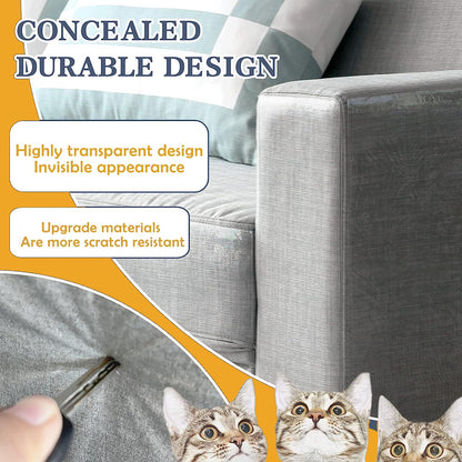 Cat Scratch Protector 15.7" x 118" Self-Adhesive Single Side Furniture Protectors from Cats Scratch Cat Couch Scratch Protector Transparent DIY Cutting Anti Scratch Furniture